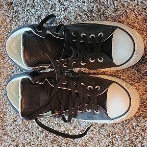 Black and white pleather Converse